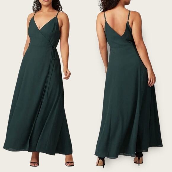EUC | Fame & Partners | Tilbury Wrap Maxi Dress | Forest Green | Size 12 US - Picture 1 of 13